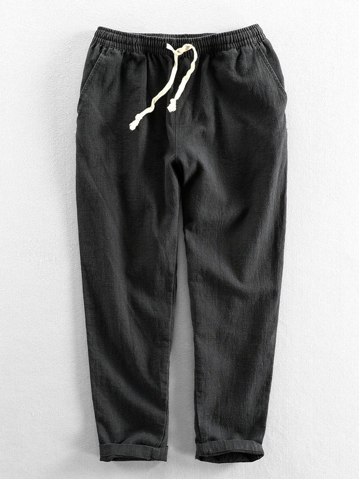 Plain Pattern Cropped Pants With Drawstring-Waves And Trunks