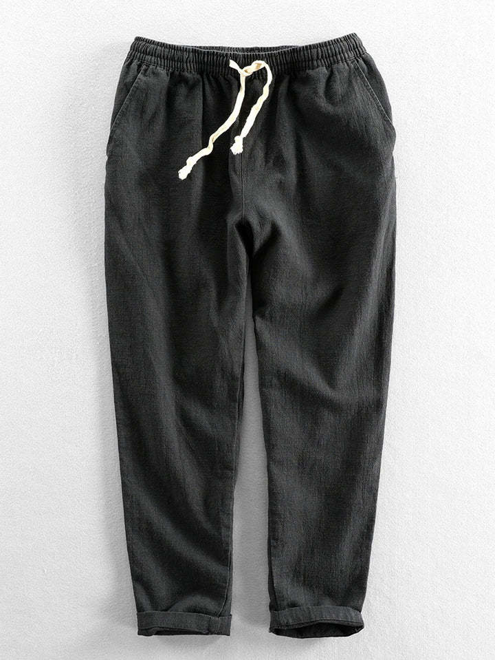 Plain Pattern Cropped Pants With Drawstring-Waves And Trunks