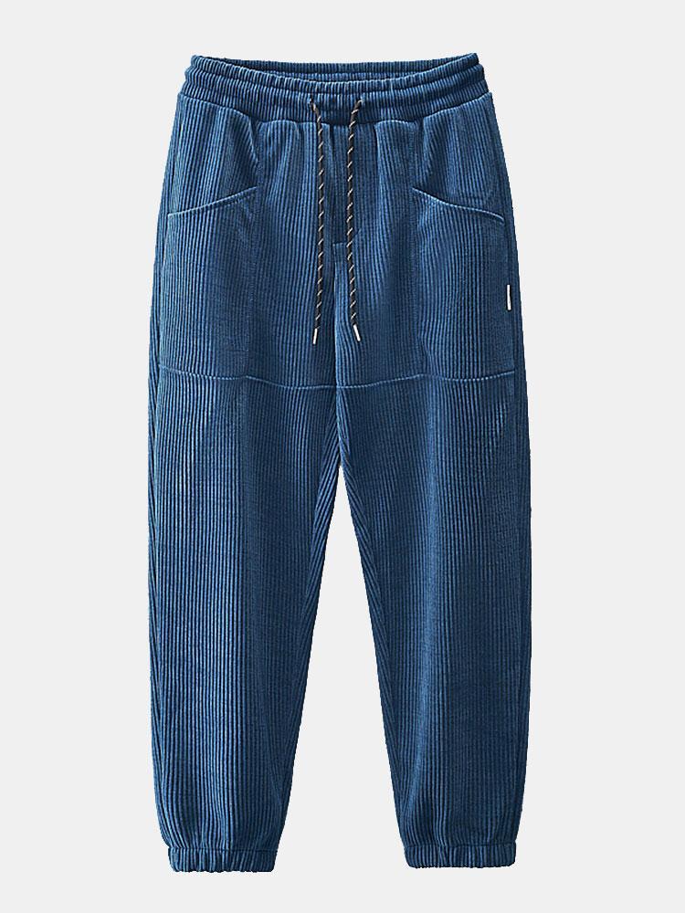 Drawstring Corduroy Jogger Pants-Waves And Trunks