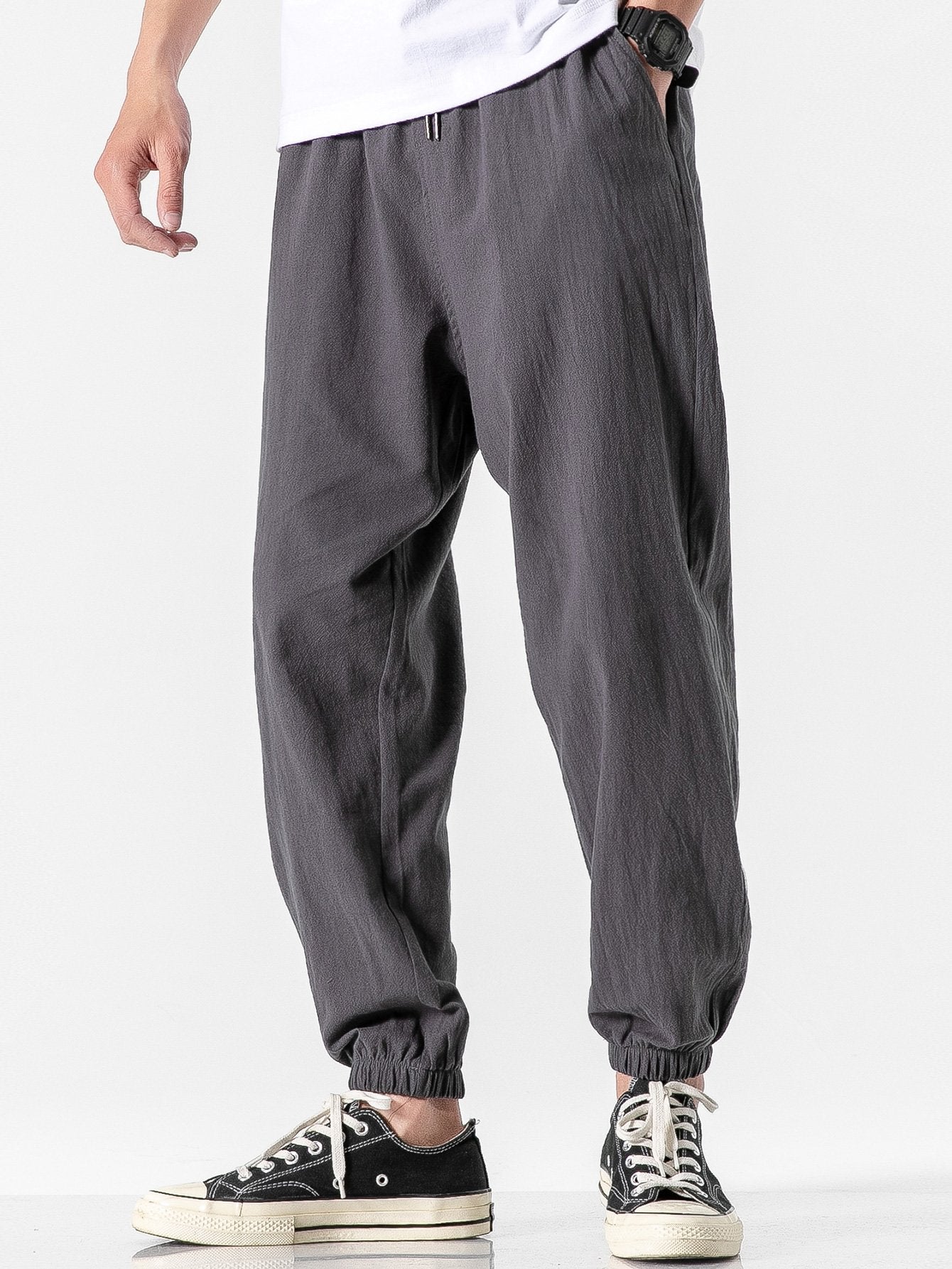 Plain Pattern Jogging Pants-Waves And Trunks