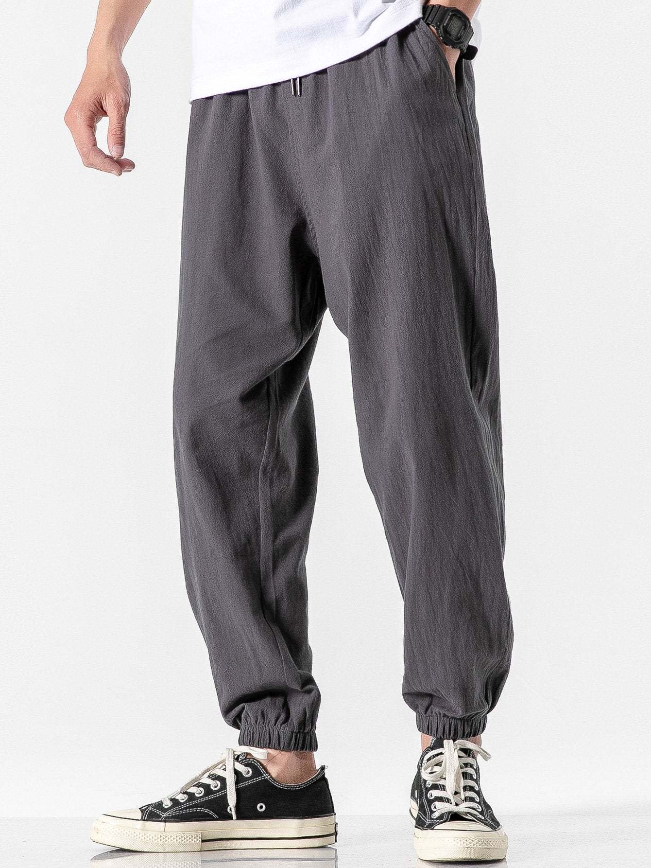 Plain Pattern Jogging Pants-Waves And Trunks