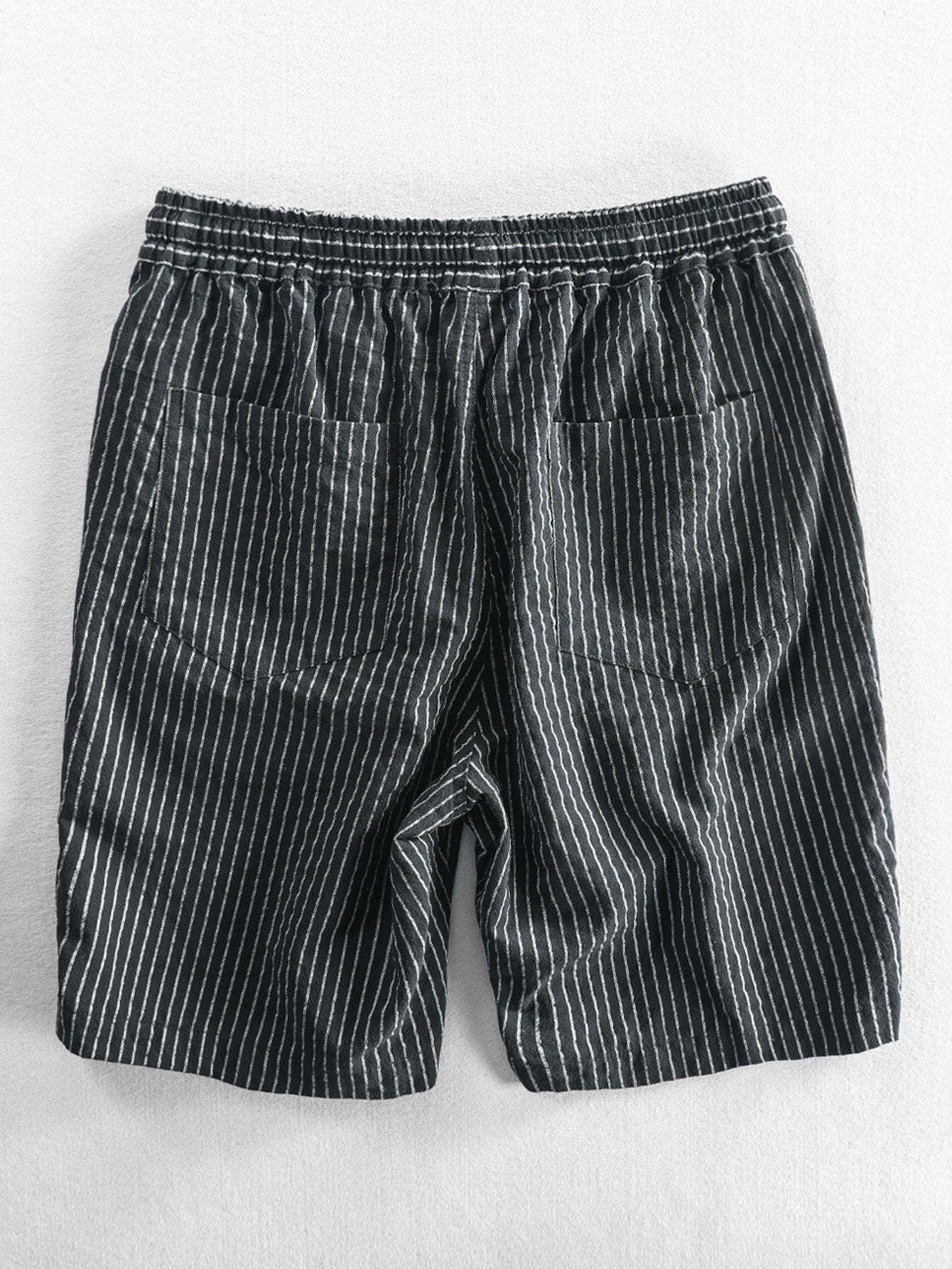 Drawstring Striped Pattern Shorts-Waves And Trunks