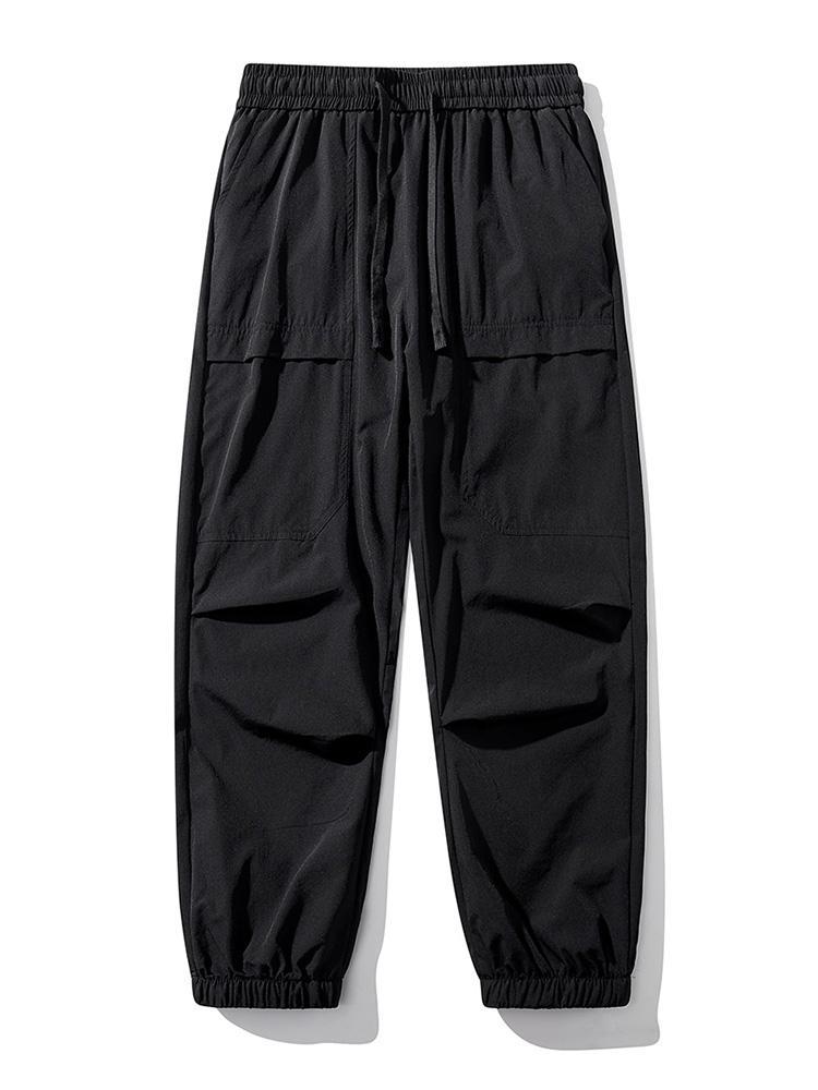 Elastic Waistband Cargo Pants-Waves And Trunks