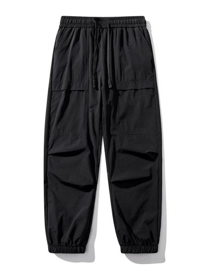 Elastic Waistband Cargo Pants-Waves And Trunks