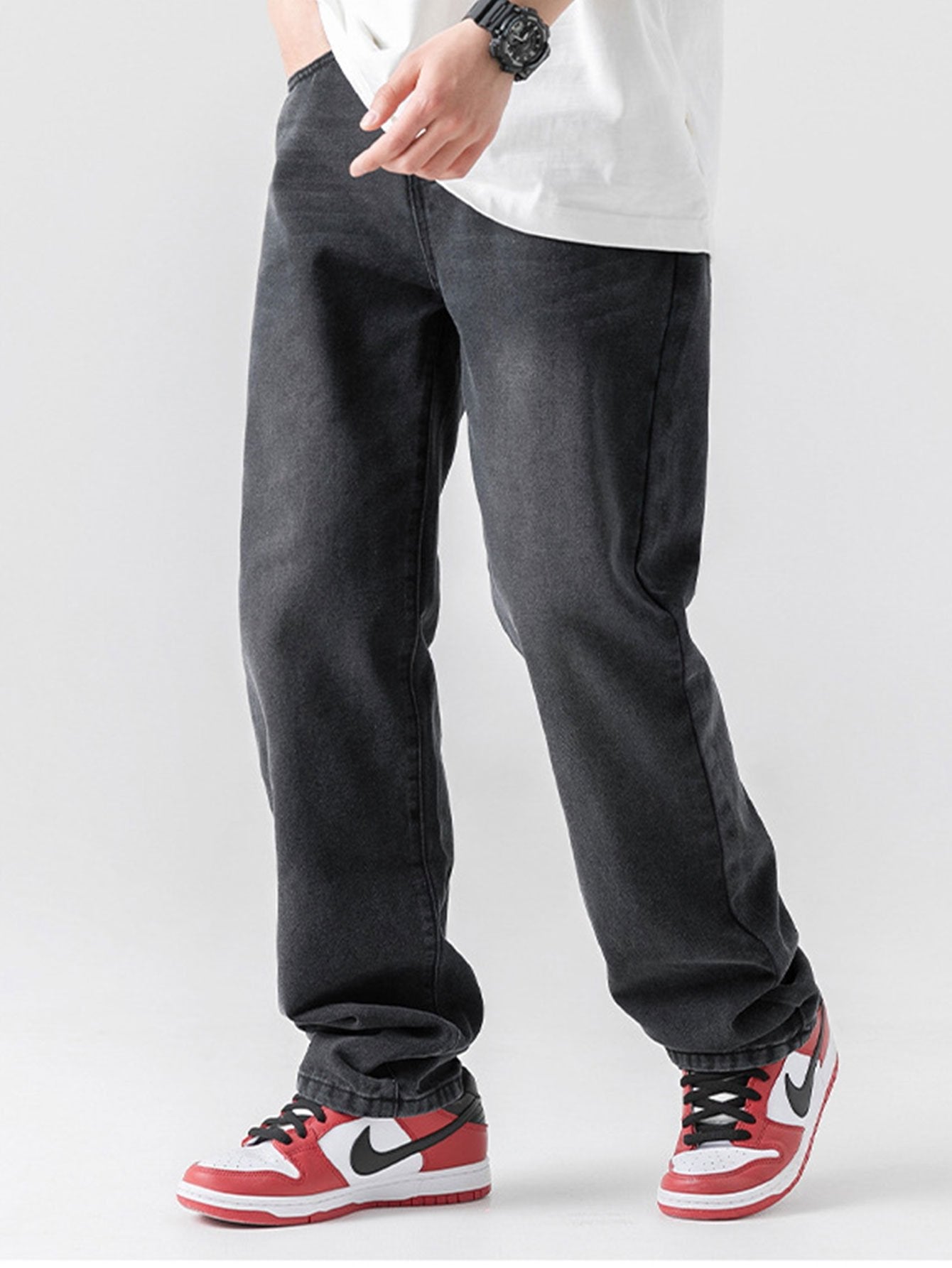 Casual Solid Patterned Jeans-Waves And Trunks