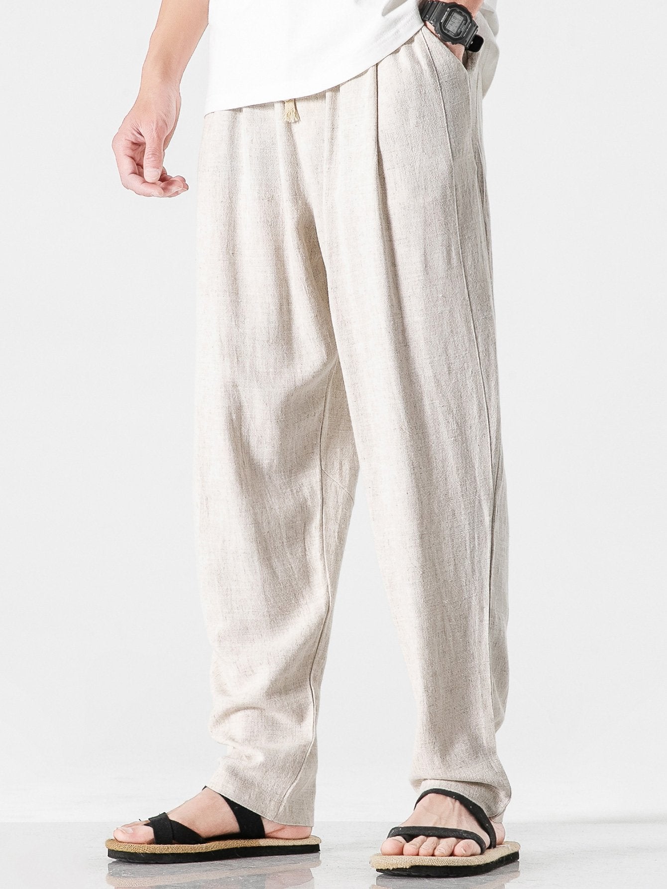 Plain Pattern Harem Pants-Waves And Trunks