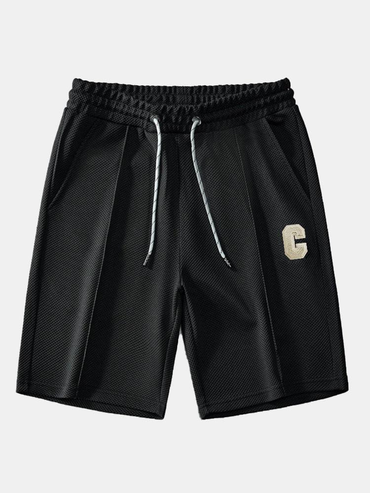 Waffle Pattern Shorts With Drawstring-Waves And Trunks