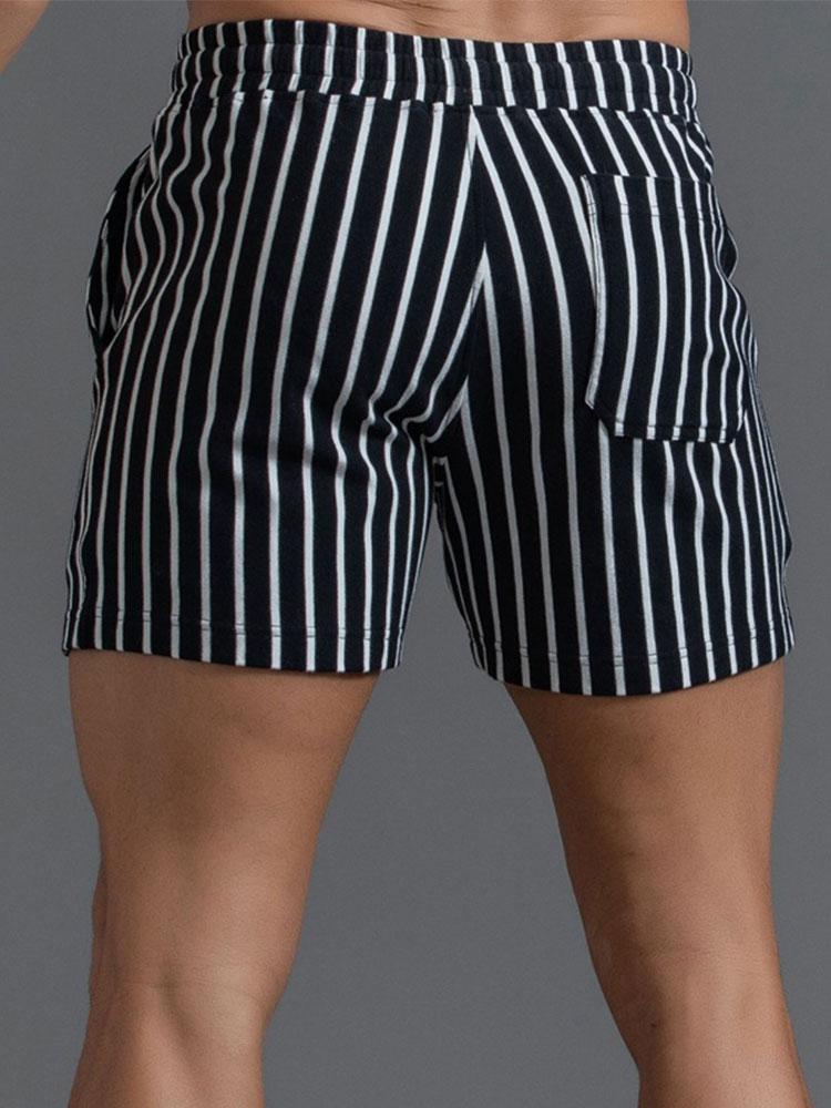 Striped Jersey Shorts With Drawstring-Waves And Trunks