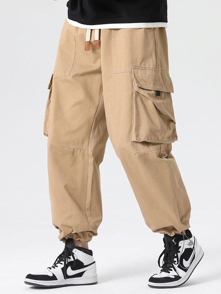 Drawstring Cuff Parachute Cargo Pants-Waves And Trunks