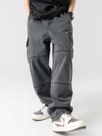 Straight Leg Cargo Jeans-Waves And Trunks