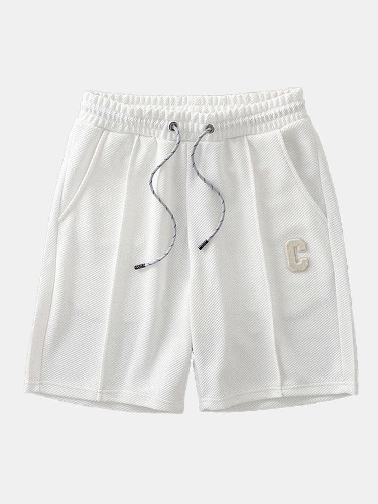 Waffle Pattern Shorts With Drawstring-Waves And Trunks