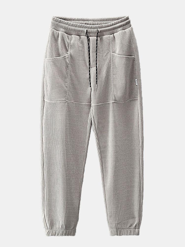 Drawstring Corduroy Jogger Pants-Waves And Trunks