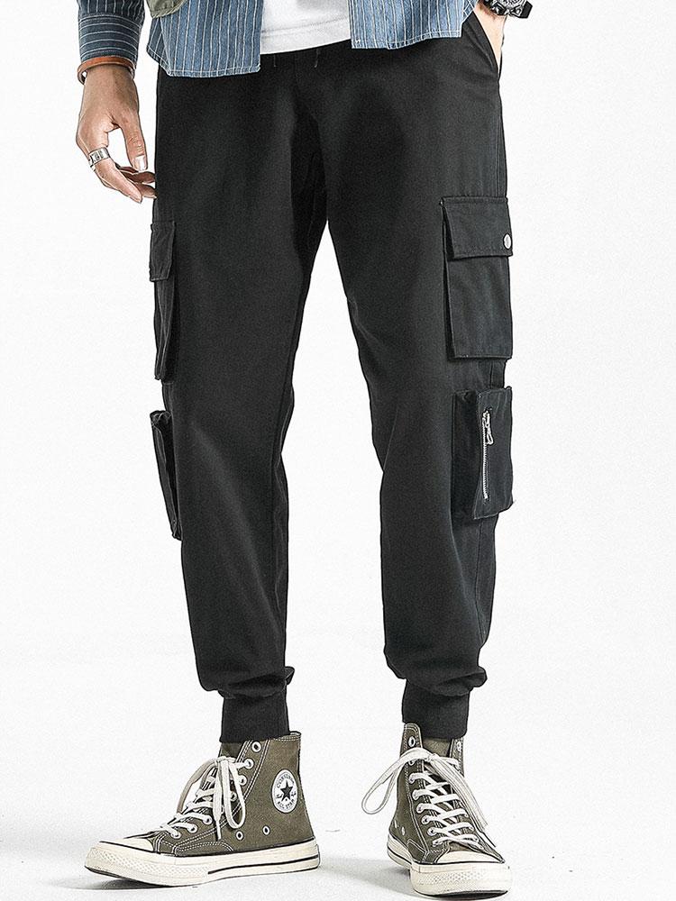Elastic Waistband Cargo Joggers-Waves And Trunks