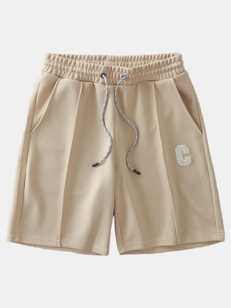 Waffle Pattern Shorts With Drawstring-Waves And Trunks