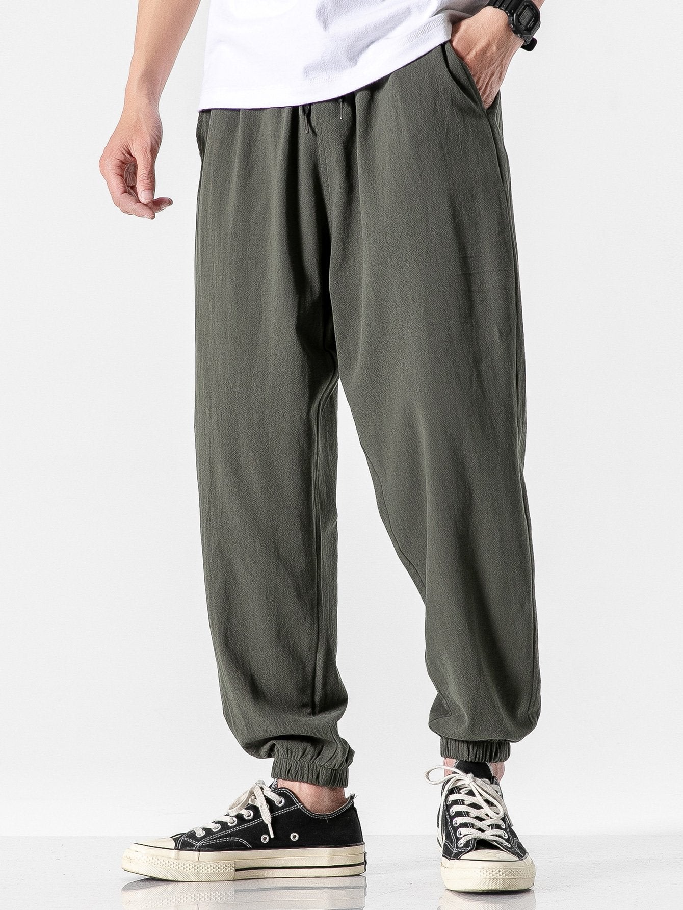 Plain Pattern Jogging Pants-Waves And Trunks