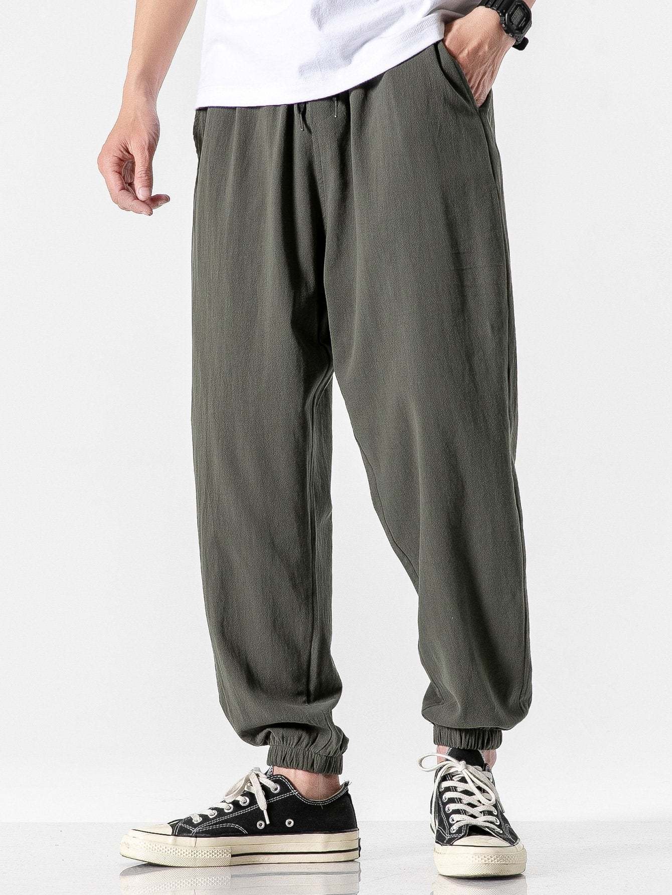 Plain Pattern Jogging Pants-Waves And Trunks