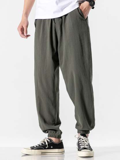 Plain Pattern Jogging Pants-Waves And Trunks