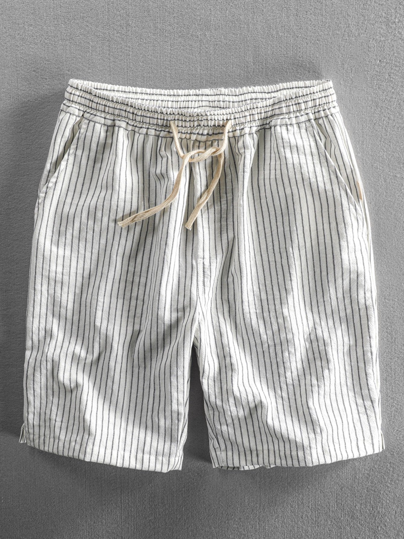 Drawstring Striped Pattern Shorts-Waves And Trunks