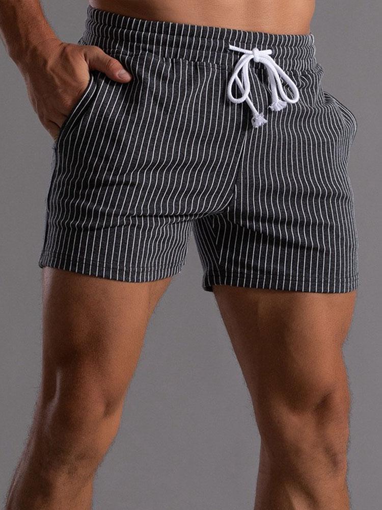 Striped Pattern Jersey Shorts With Drawstring-Waves And Trunks
