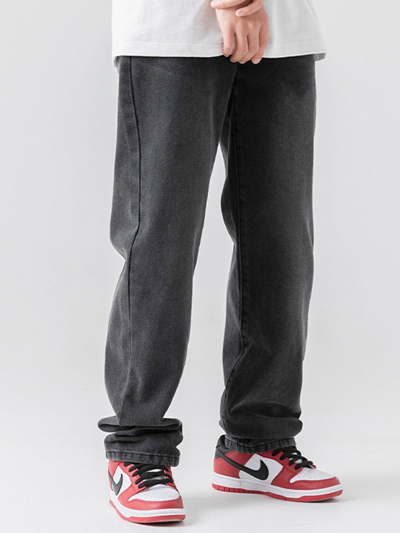 Casual Solid Patterned Jeans-Waves And Trunks