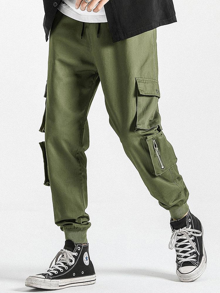 Elastic Waistband Cargo Joggers-Waves And Trunks