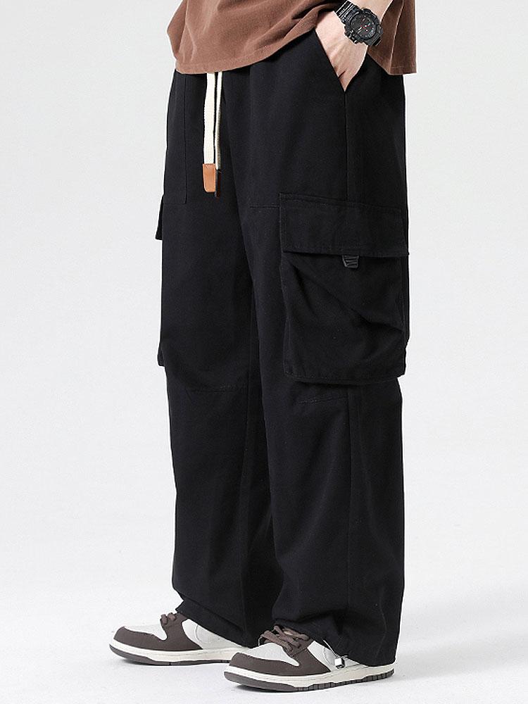 Drawstring Cuff Parachute Cargo Pants-Waves And Trunks