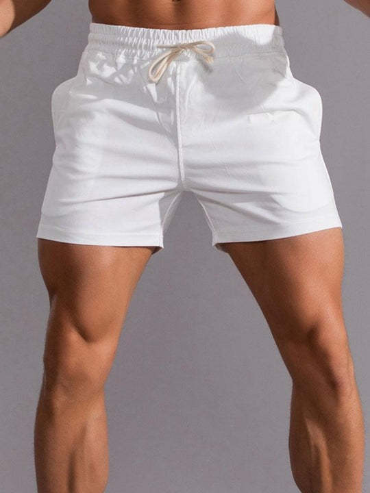 Casual Drawstring Plain Beach Shorts-Waves And Trunks