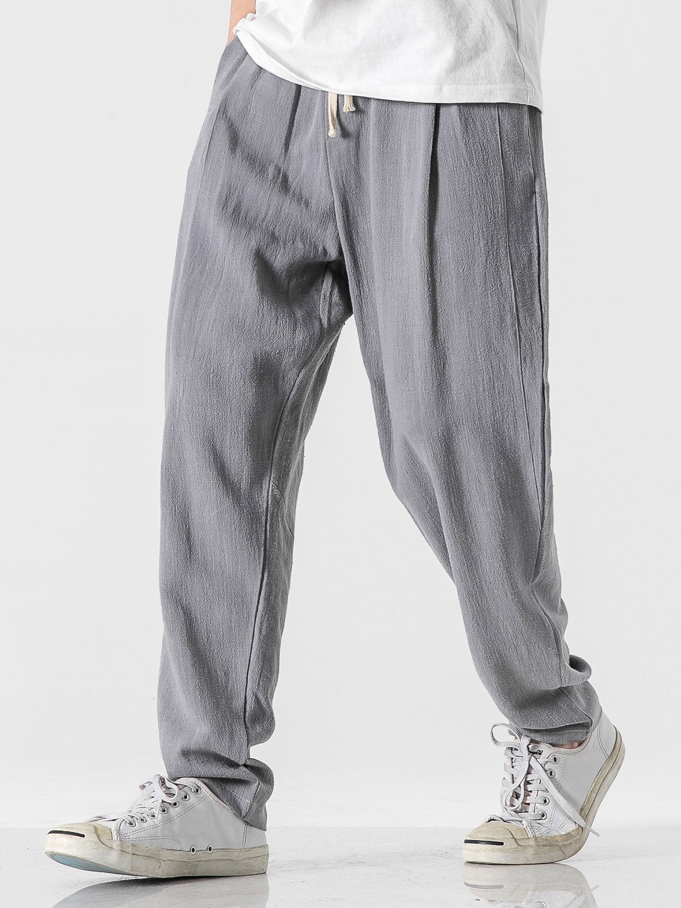 Plain Pattern Harem Pants-Waves And Trunks