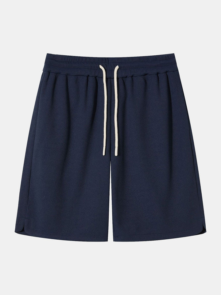 Plain Drawstring Patterned Shorts-Waves And Trunks