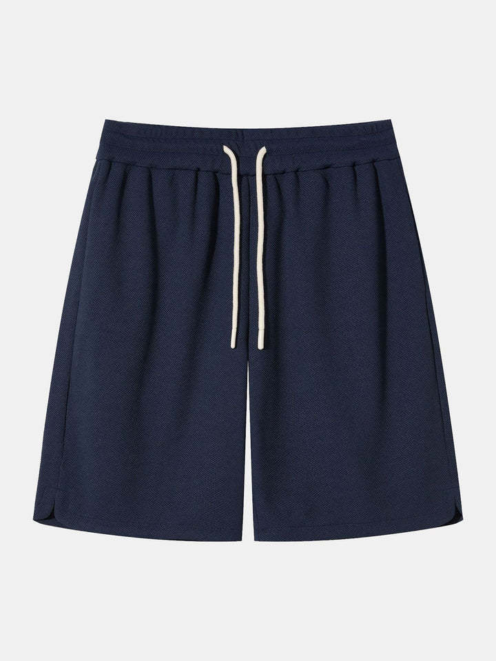 Plain Drawstring Patterned Shorts-Waves And Trunks