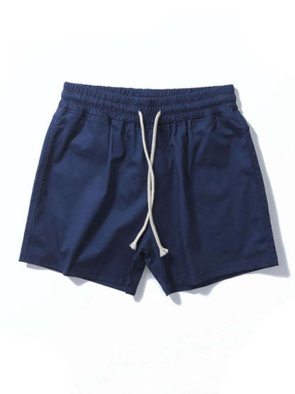 Casual Drawstring Plain Beach Shorts-Waves And Trunks