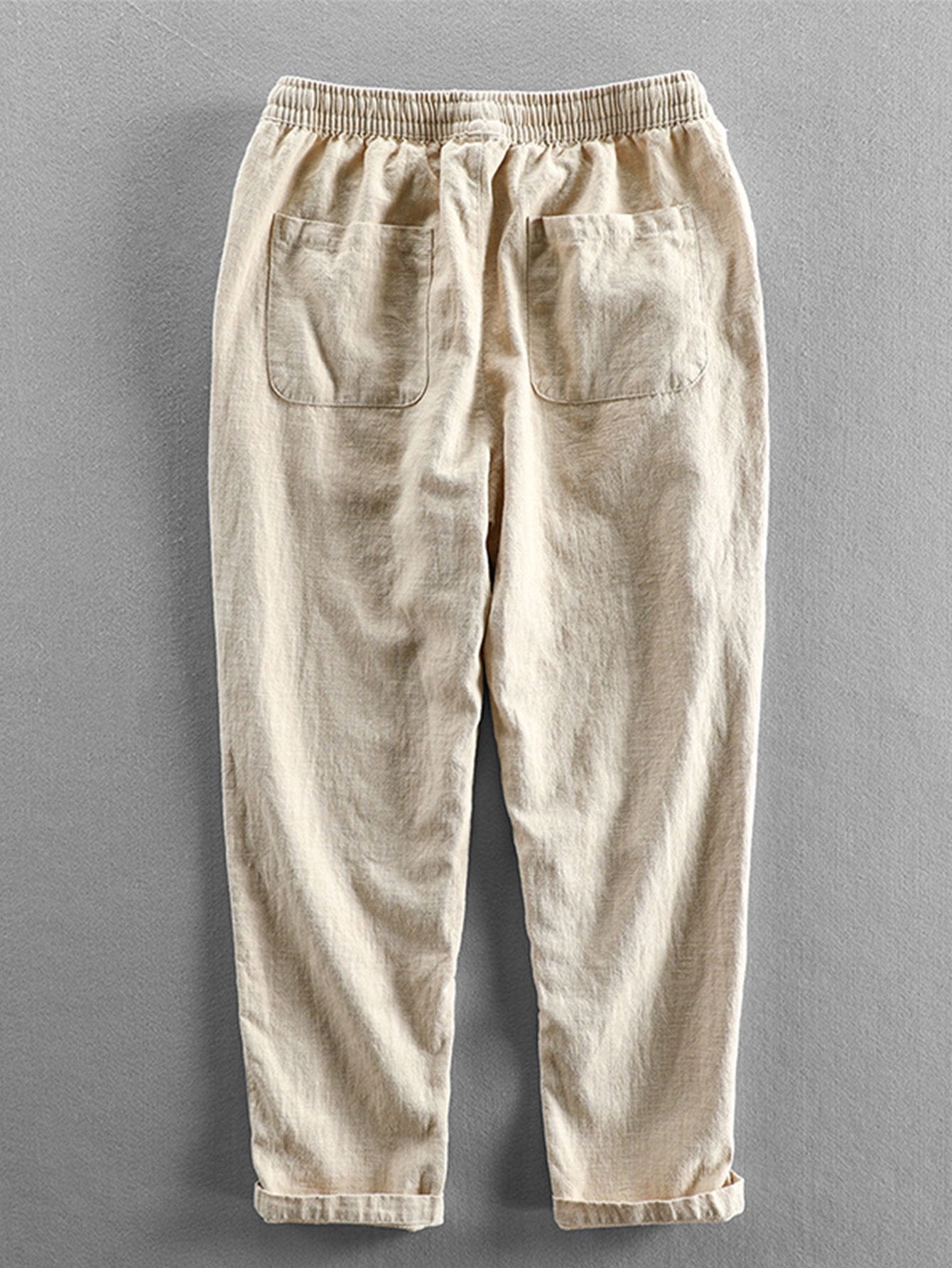 Plain Pattern Cropped Pants With Drawstring-Waves And Trunks
