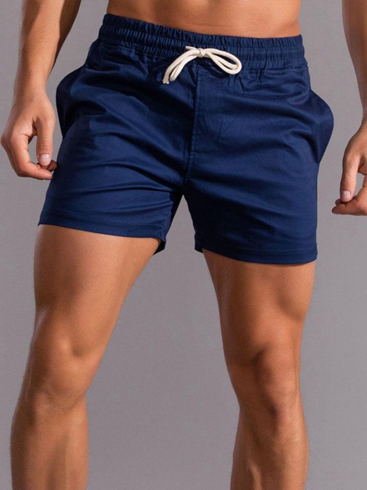 Casual Drawstring Plain Beach Shorts-Waves And Trunks