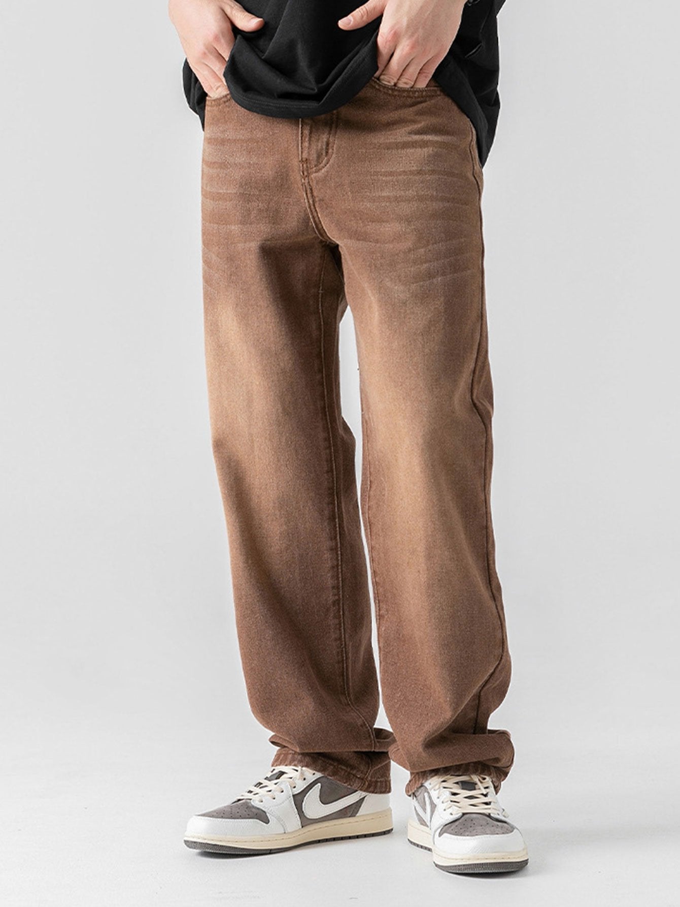 Casual Solid Patterned Jeans-Waves And Trunks