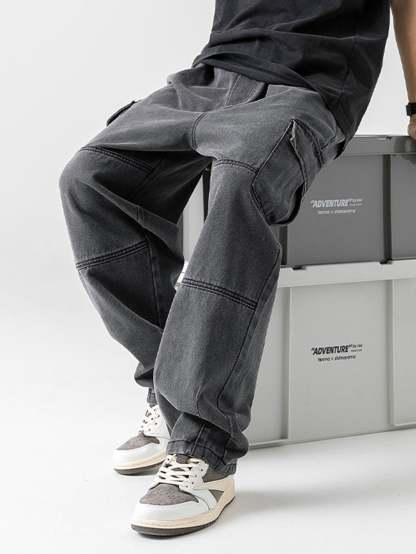 Straight Leg Cargo Jeans-Waves And Trunks