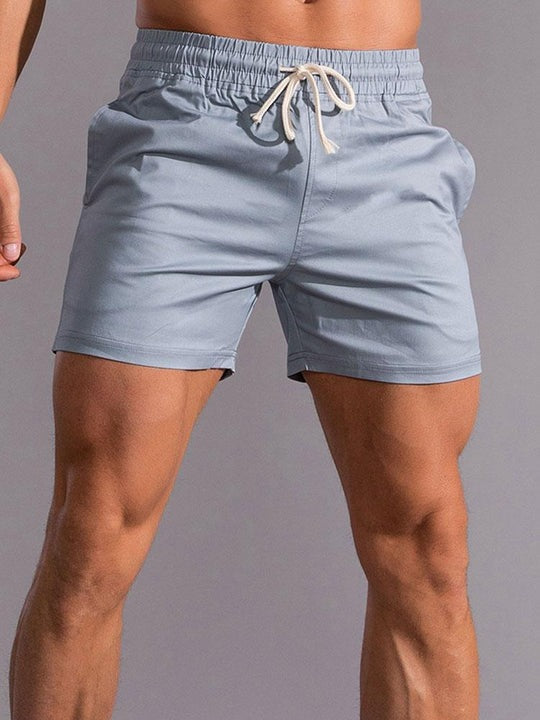 Casual Drawstring Plain Beach Shorts-Waves And Trunks