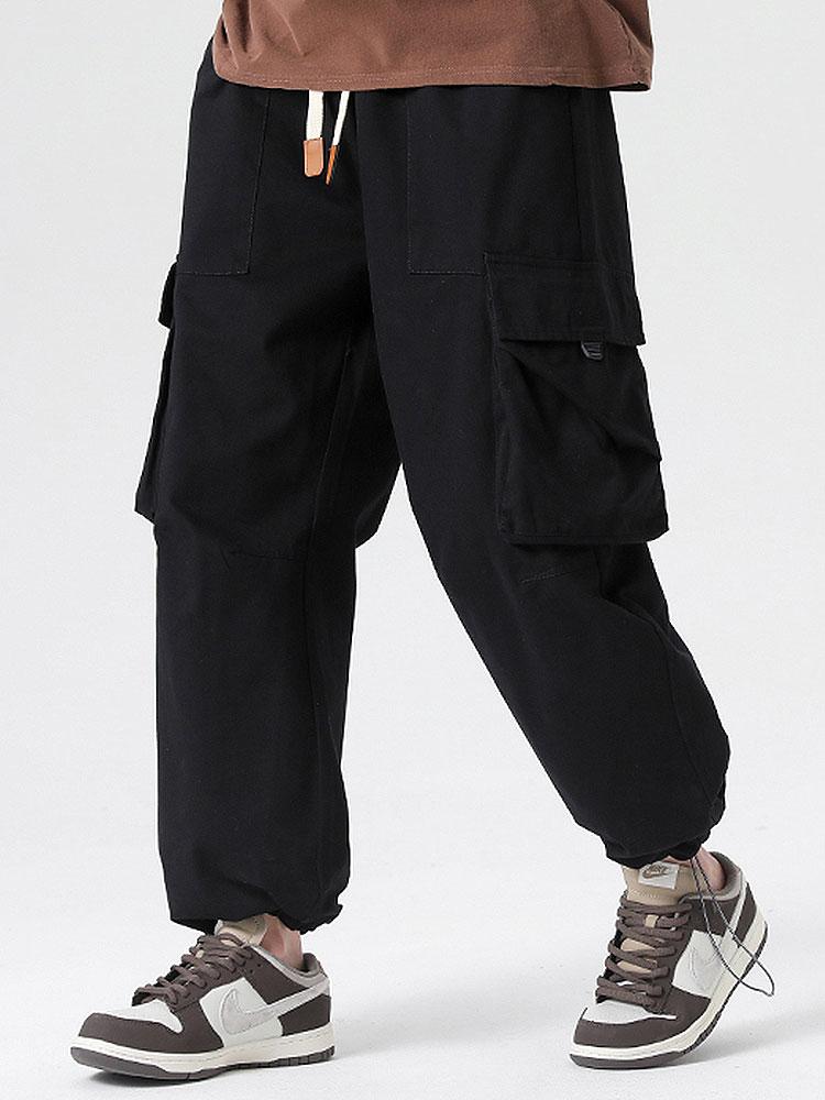 Drawstring Cuff Parachute Cargo Pants-Waves And Trunks