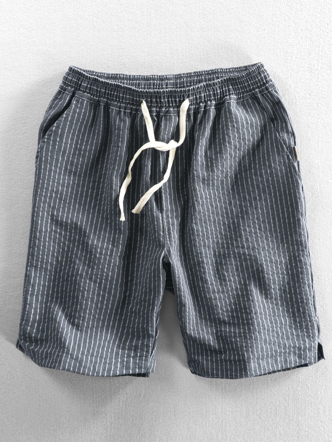 Drawstring Striped Pattern Shorts-Waves And Trunks