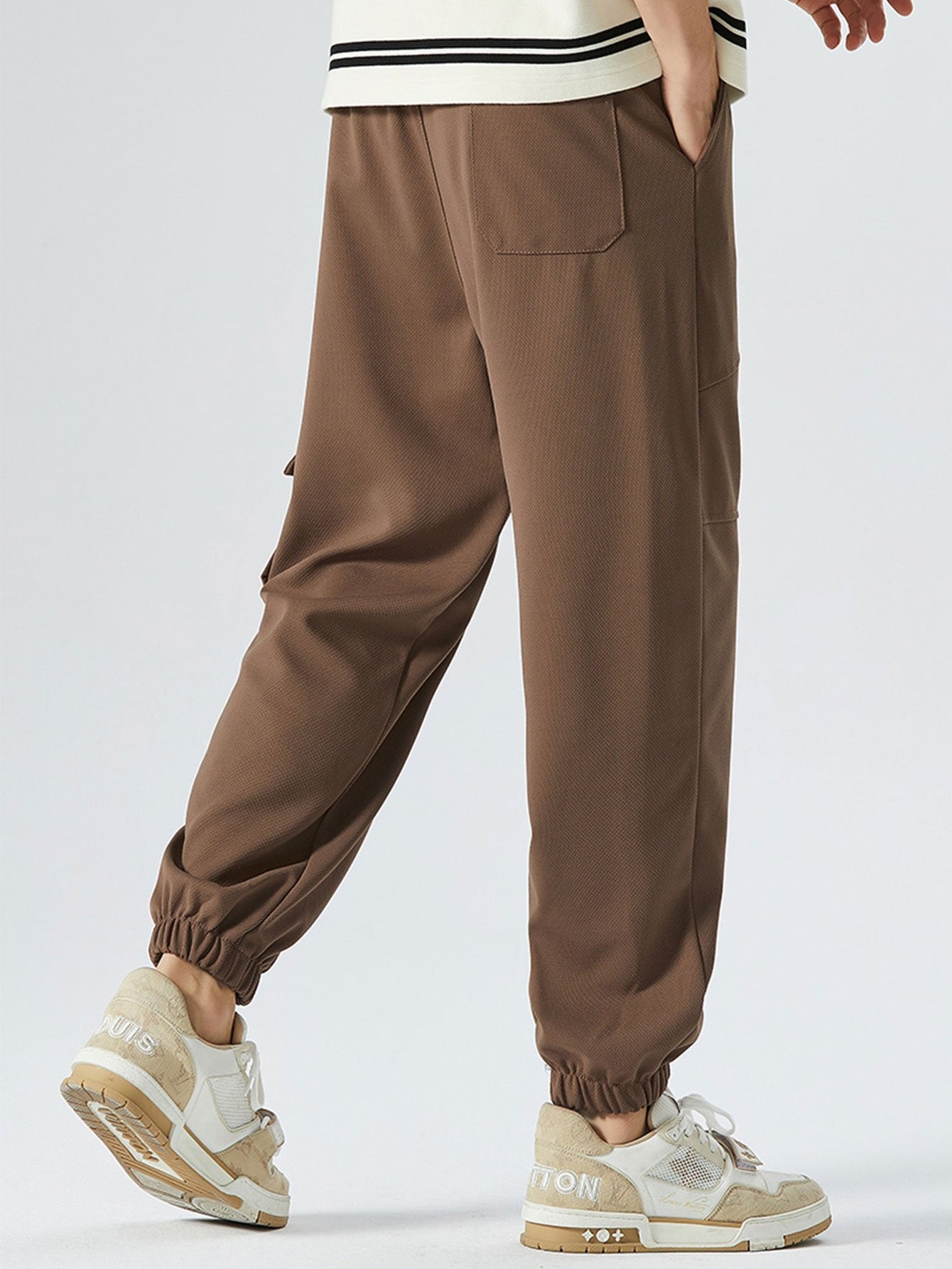 Elastic Waistband Cargo Style Jogging Pants-Waves And Trunks