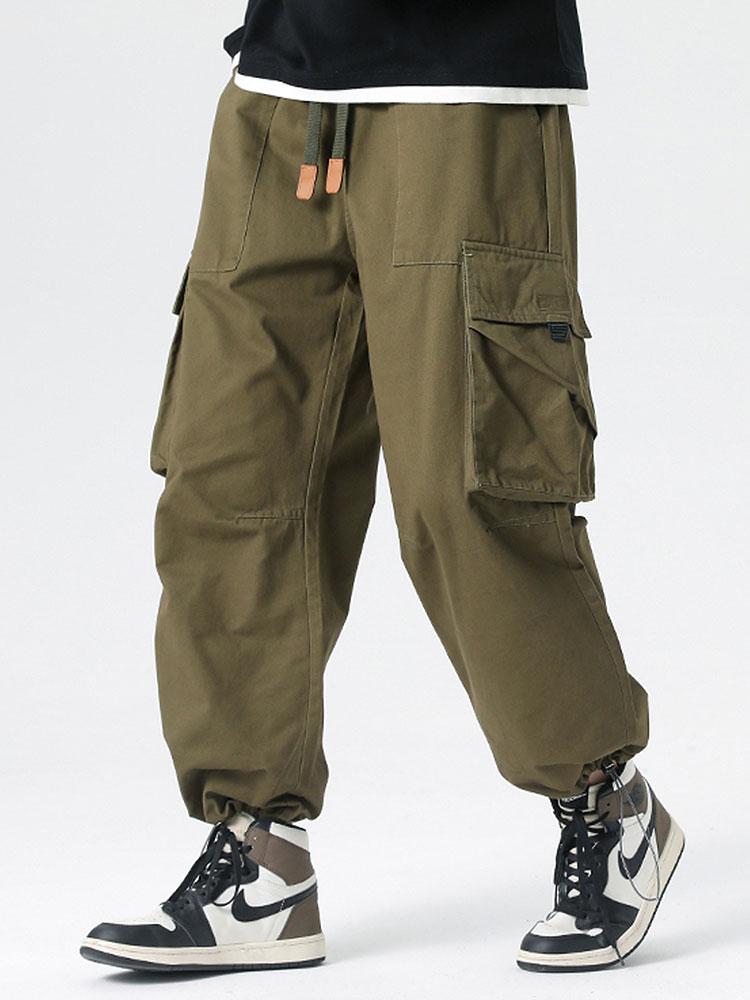 Drawstring Cuff Parachute Cargo Pants-Waves And Trunks