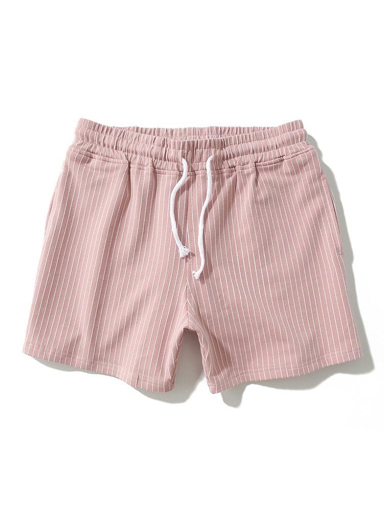 Striped Pattern Jersey Shorts With Drawstring-Waves And Trunks