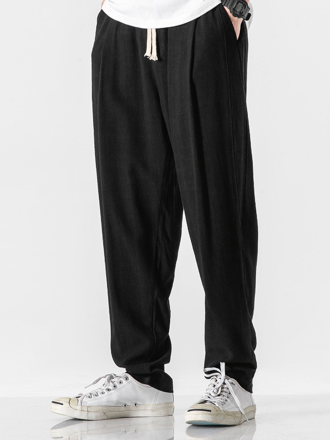 Plain Pattern Harem Pants-Waves And Trunks