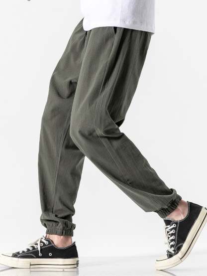 Plain Pattern Jogging Pants-Waves And Trunks