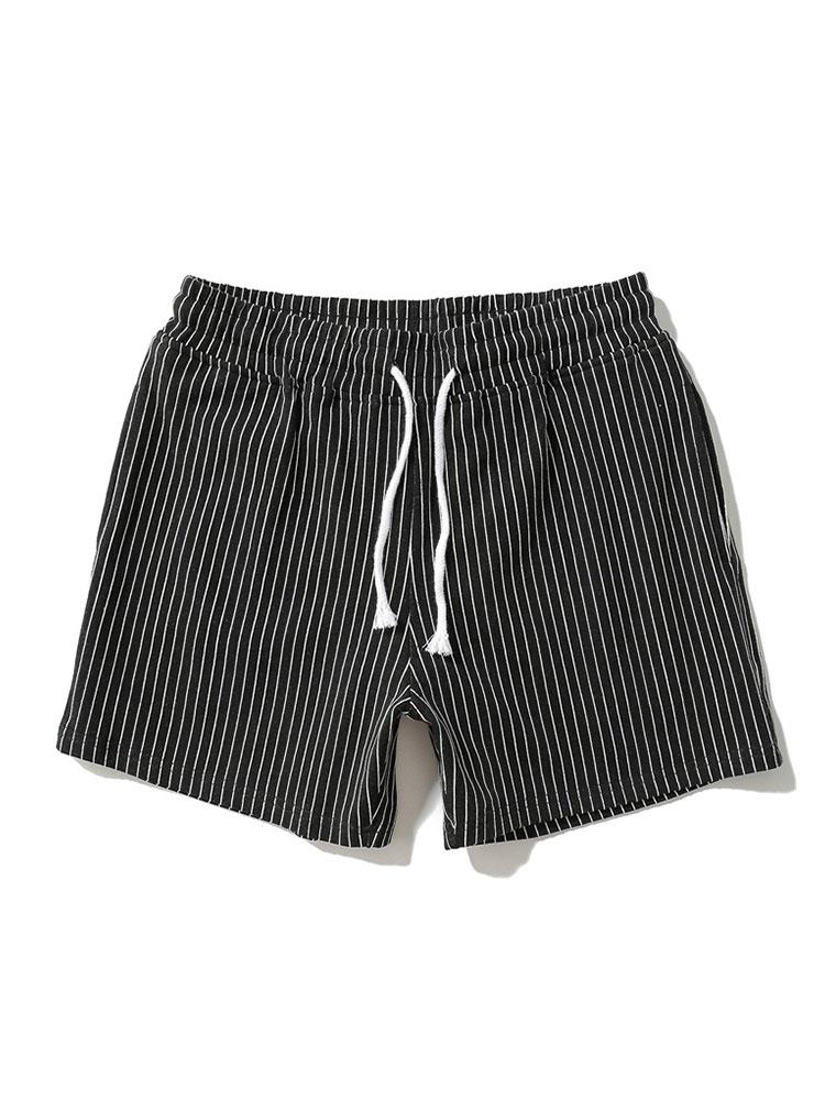 Striped Pattern Jersey Shorts With Drawstring-Waves And Trunks