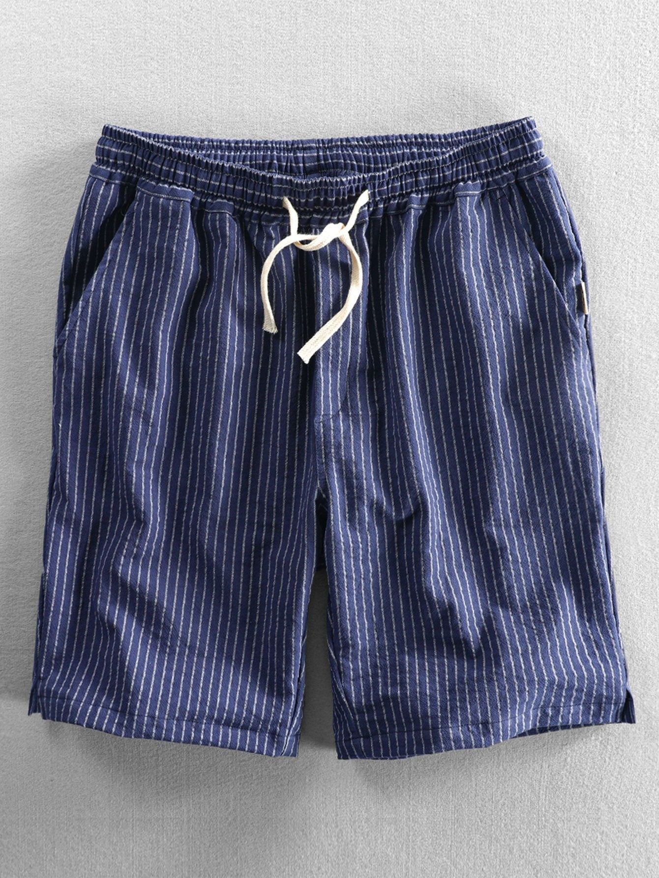Drawstring Striped Pattern Shorts-Waves And Trunks