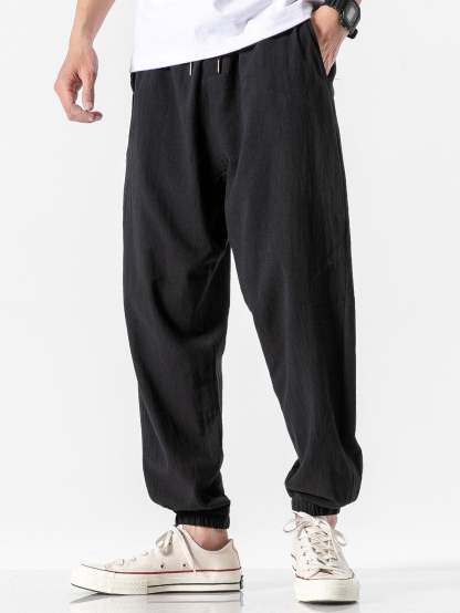 Plain Pattern Jogging Pants-Waves And Trunks