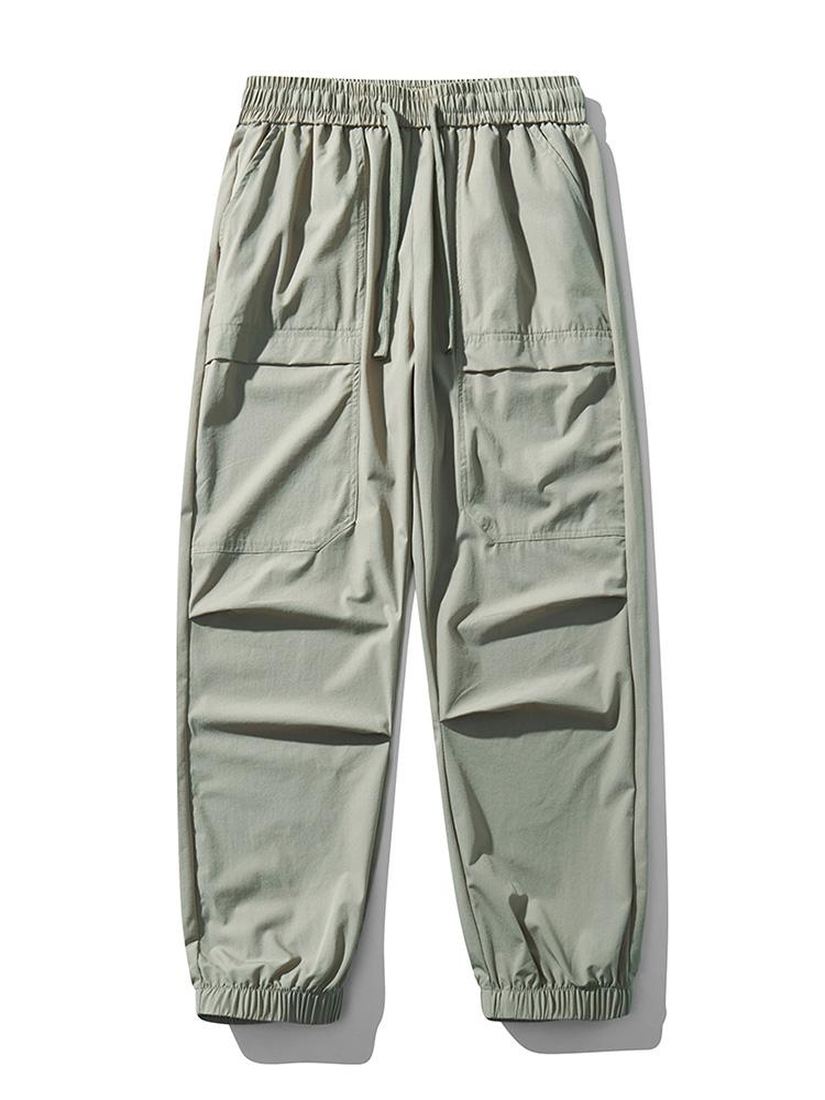 Elastic Waistband Cargo Pants-Waves And Trunks