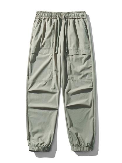 Elastic Waistband Cargo Pants-Waves And Trunks