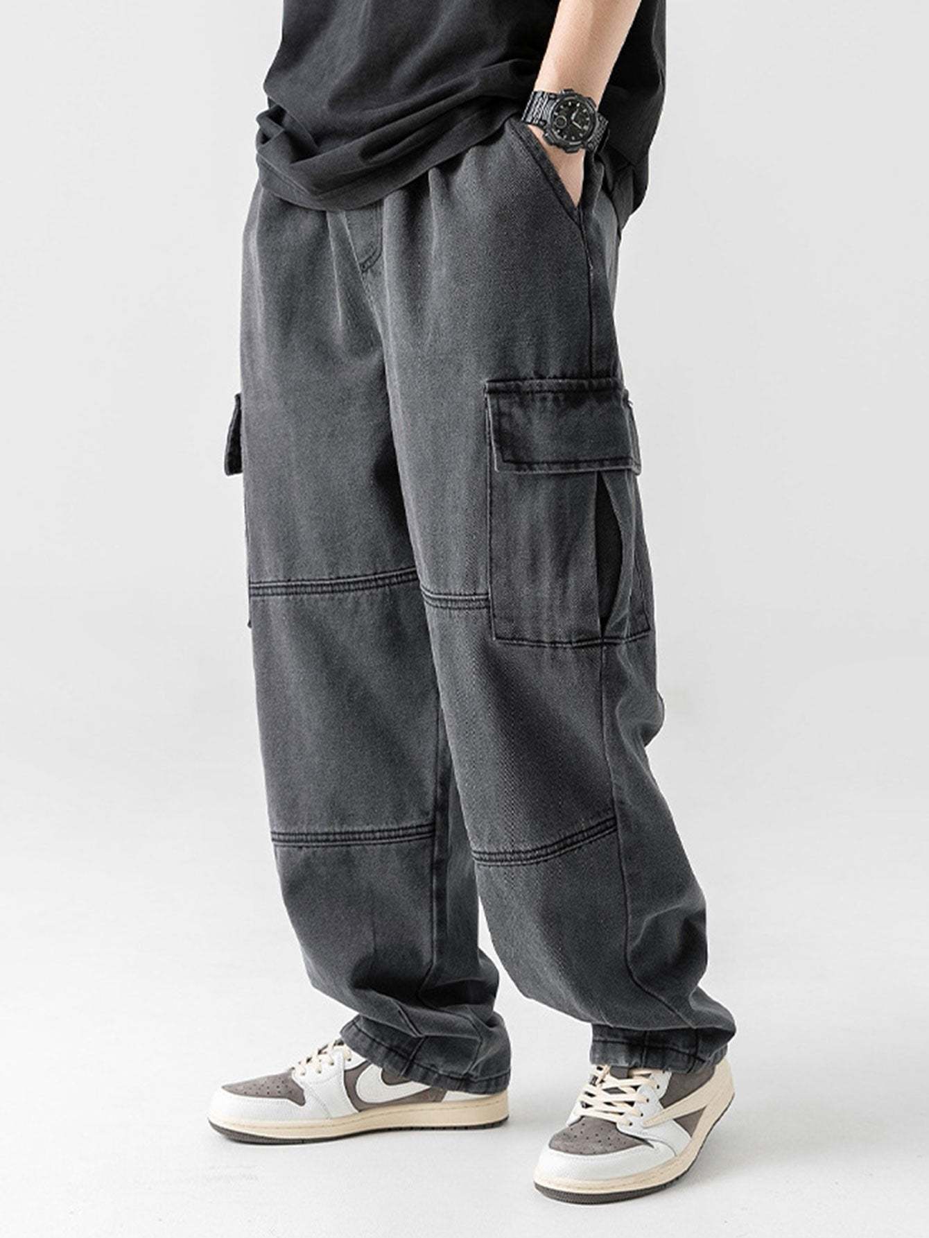 Straight Leg Cargo Jeans-Waves And Trunks