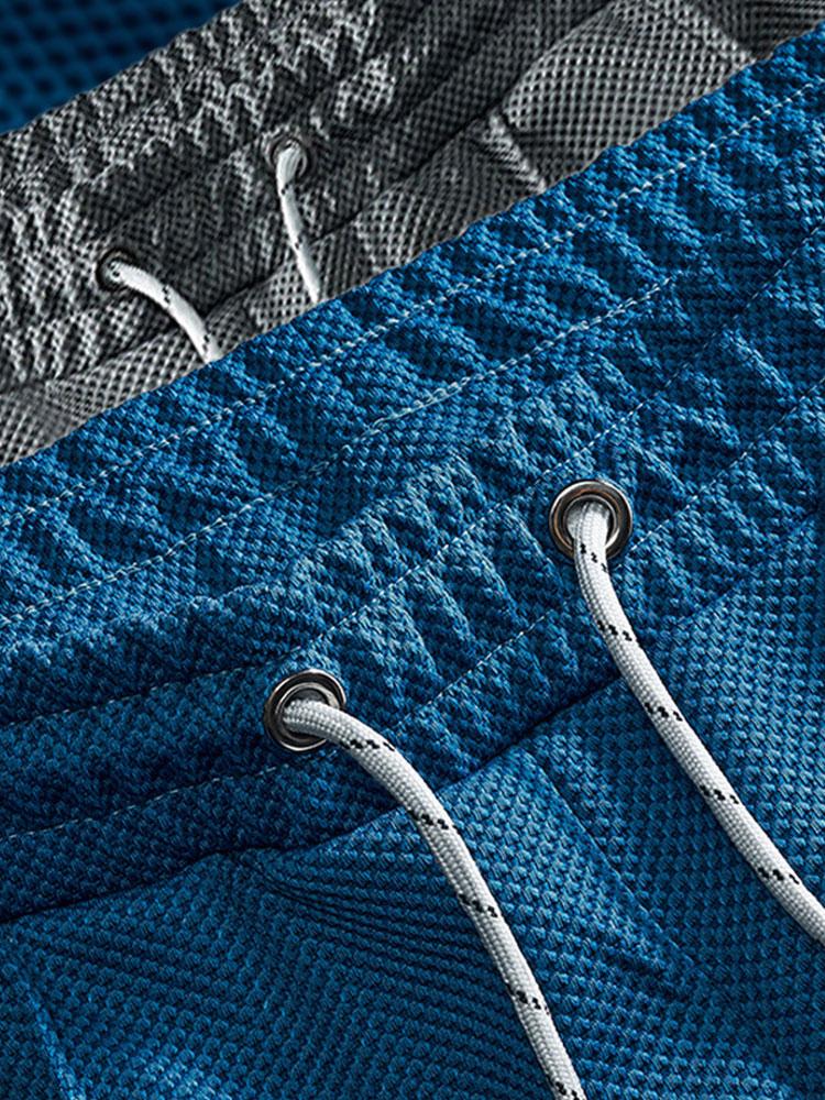 Waffle Pattern Shorts With Drawstring-Waves And Trunks